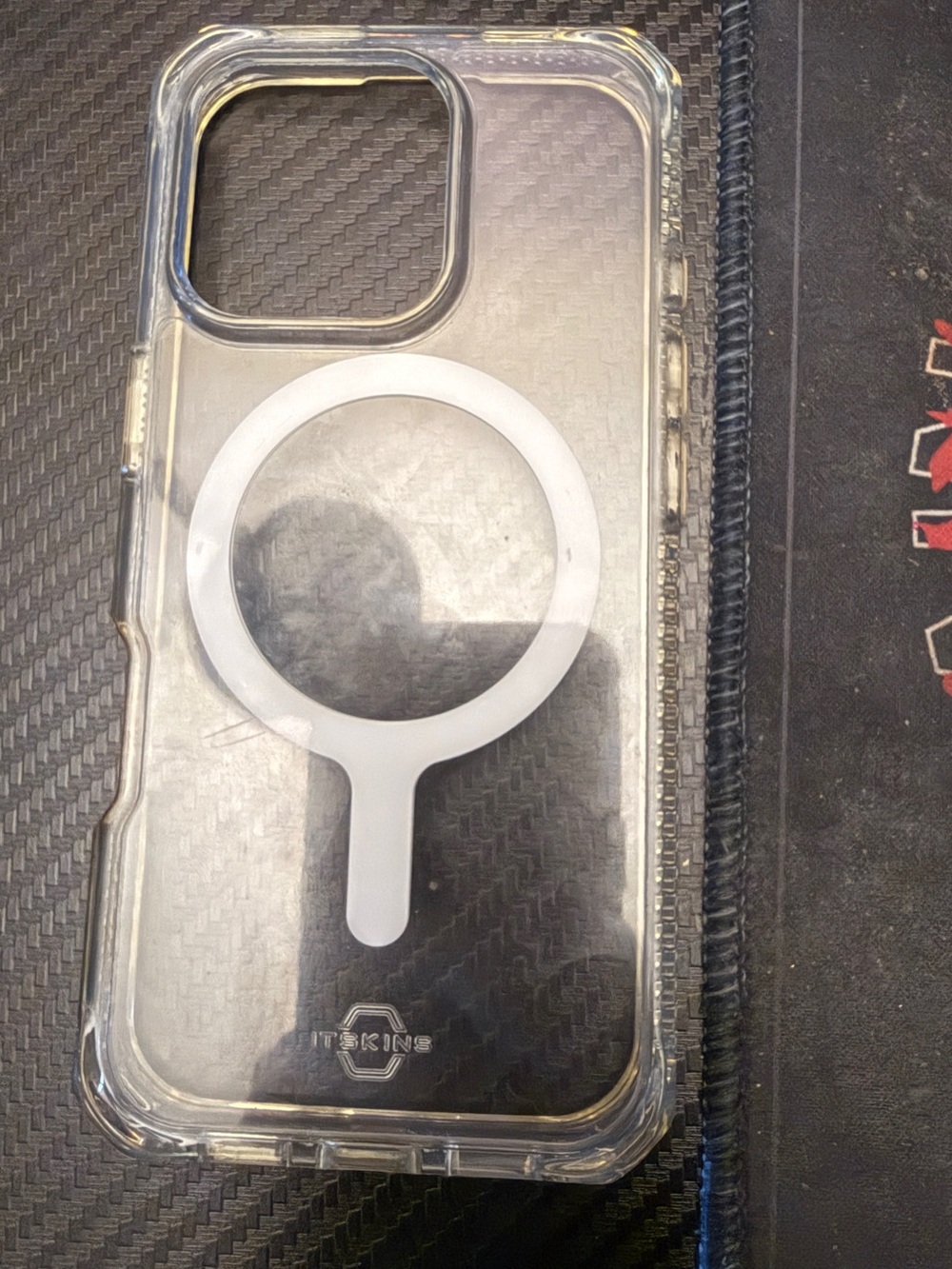 Skin Clear Phone Case with White Magnetic Alignment Ring